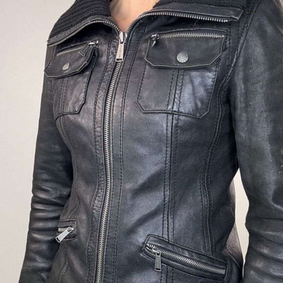 Michael Kors Jackets & Blazers - Michael Kors Genuine Leather Black Moto-Biker Jacket